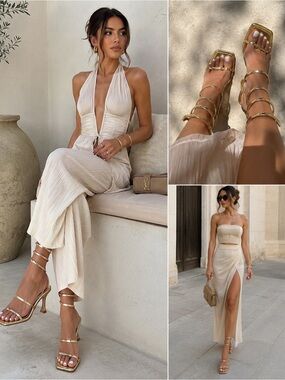 Zara spiral gold heeled sandals